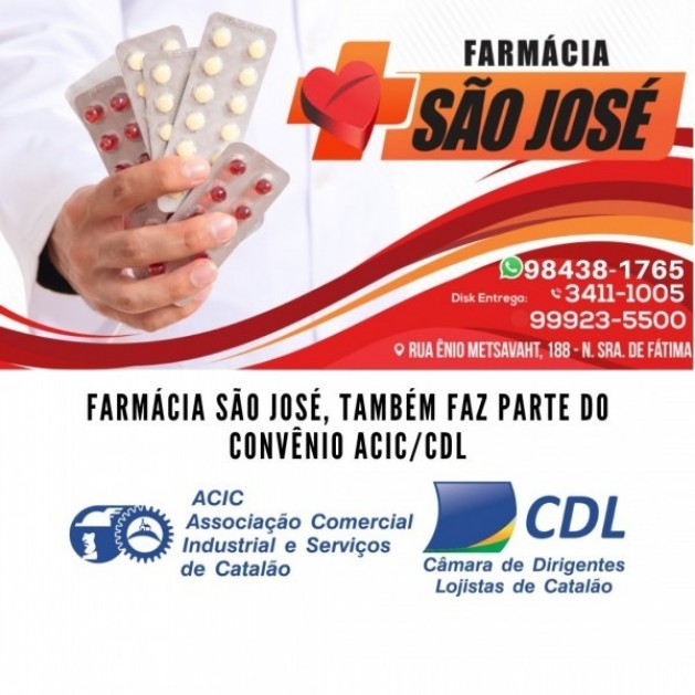 Farmácia São José, também faz parte do convênio da ACIC/CDL