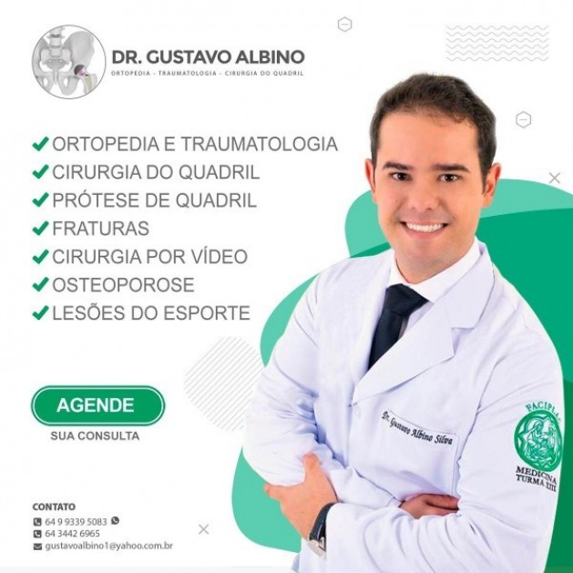 Dr. Gustavo Albino (Ortopedia), também faz parte do convênio da ACIC/CDL!