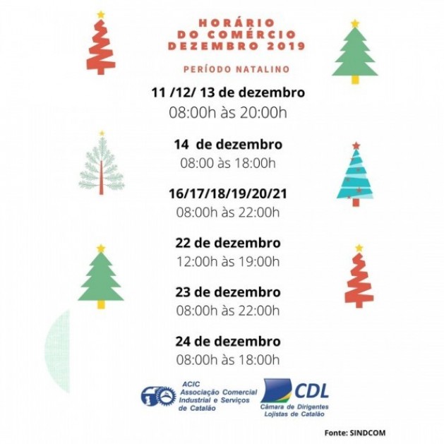 Horário de trabalho do comércio, no período natalino.  