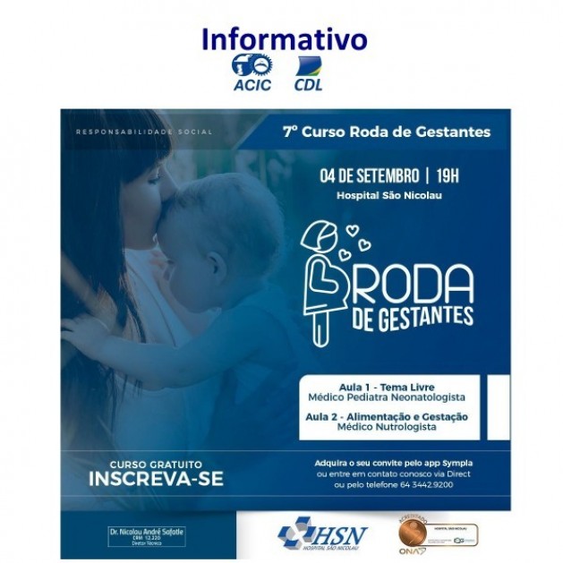 Roda de gestante, palestra gratuita