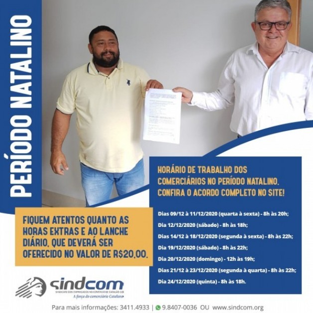 Horário de funcionamento das lojas em catalão