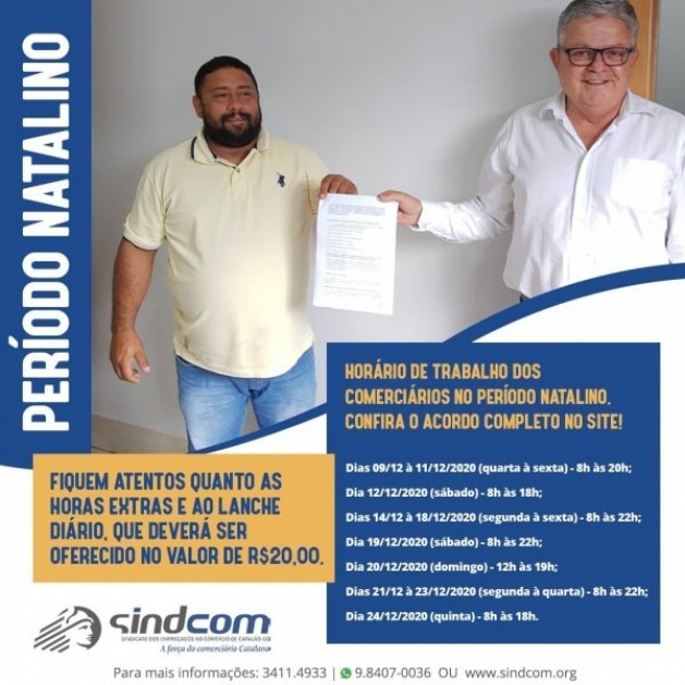 Horário de funcionamento das lojas em catalão