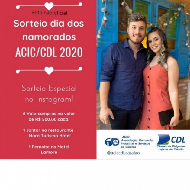 Sorteio Especial no Instagram da ACIC/CDL mês dos namorados 2020