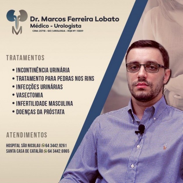 Dr. Marcos Ferreira Lobato (urologia), também faz parte do convênio da ACIC/CDL!