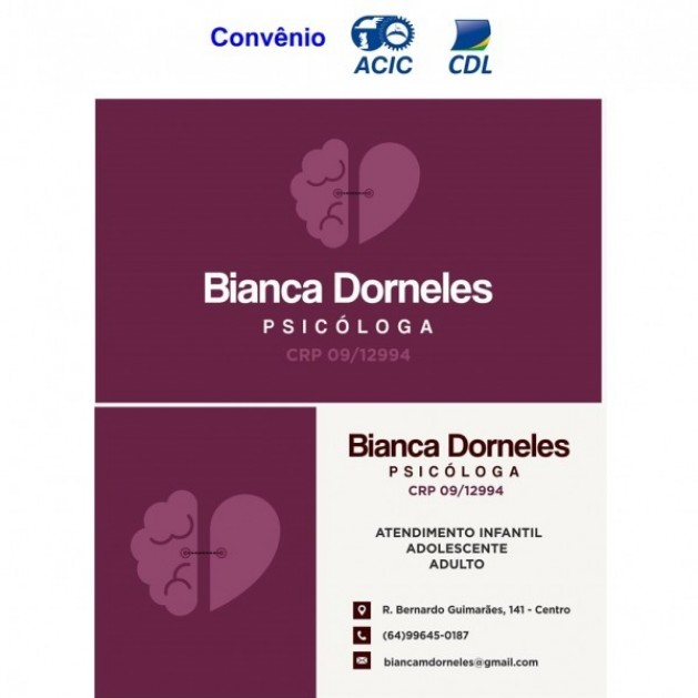 Dra. Bianca Dorneles (Psicóloga), atende convênio ACIC/CDL