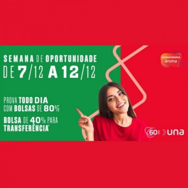 Faça nosso vestibular durante os dias 07/12 e 12/12 e concorra a bolsas* de 80% durante todo o curso